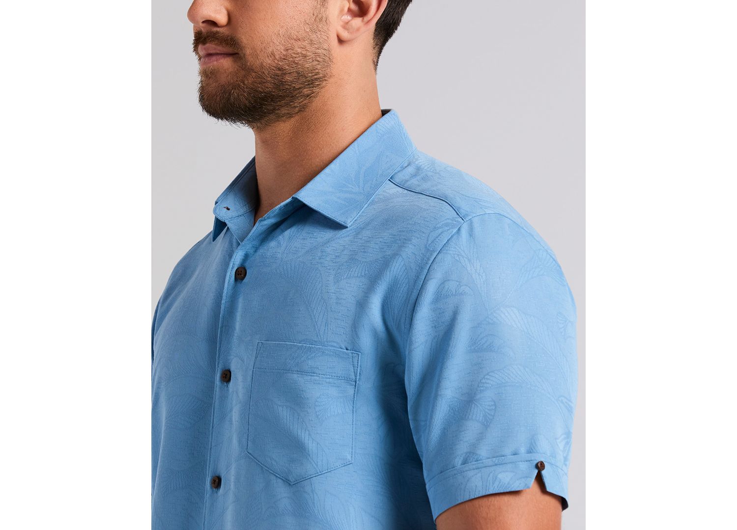 Men's Palm Print Short-Sleeve Button-Down Shirt