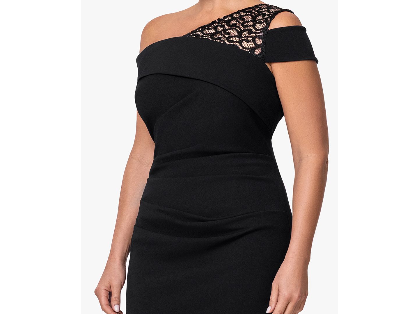 Женское платье B&A By Betsy and Adam Plus Size Asymmetrical Neck, цвет: Чёрный телесный — фото 3