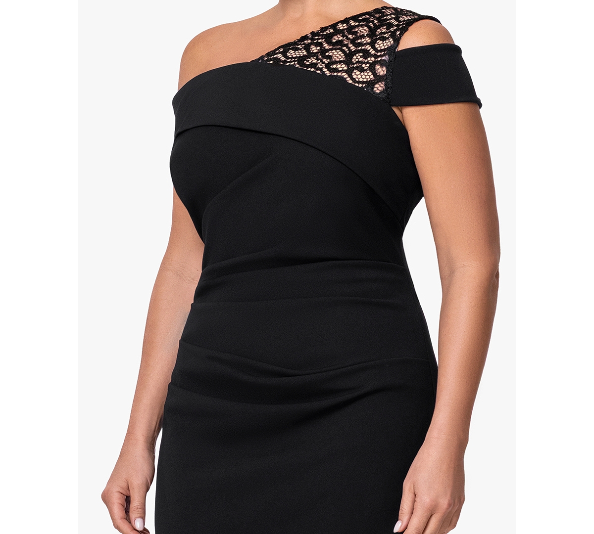 B&A By Betsy and Adam Plus Asymmetrical Neck Dress