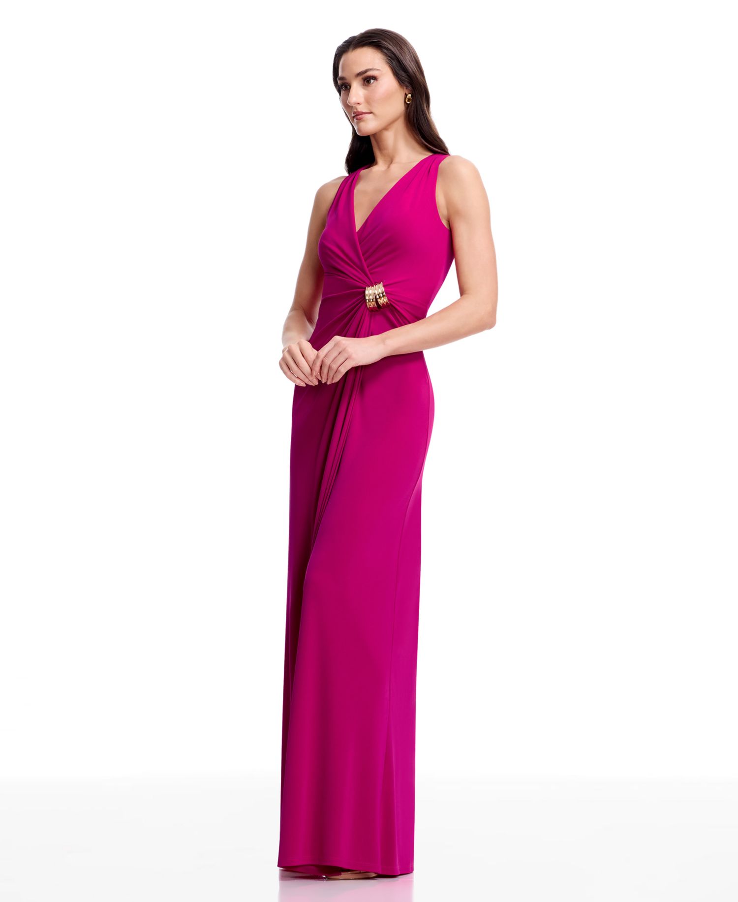 Women's Pleated Wrap Long Gown