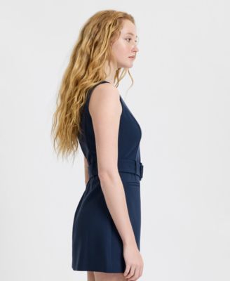 Women's Azra Twill Belted Back Zipper Mini Dress