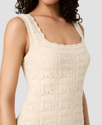 Women's Nellis Square Crochet Knit Midi Dress