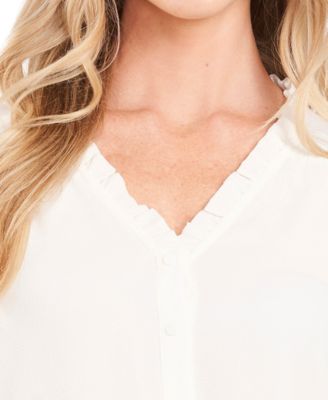 Women's Ruffled Button-Front 3/4-Sleeve Blouse