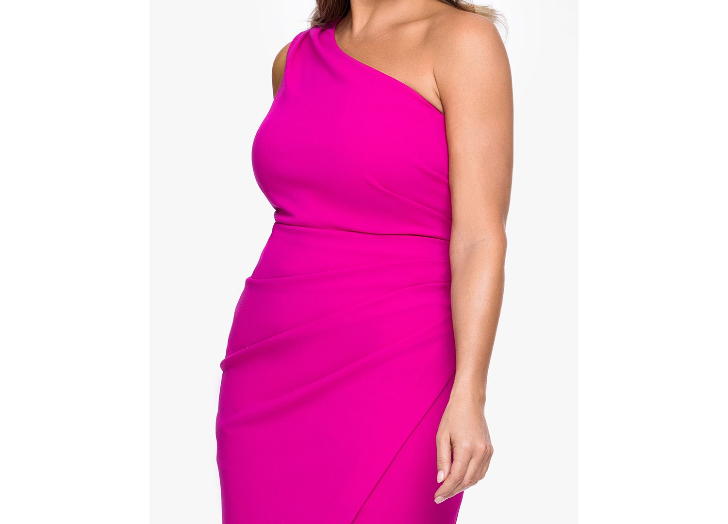 Plus Size One-Shoulder Ruched Midi Dress