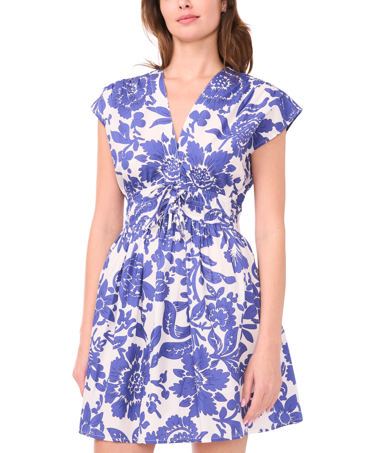 CeCe Women's V-Neck Printed Mini Dress