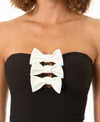 Women's Strapless Bandeau Neck Bow Tankini Top