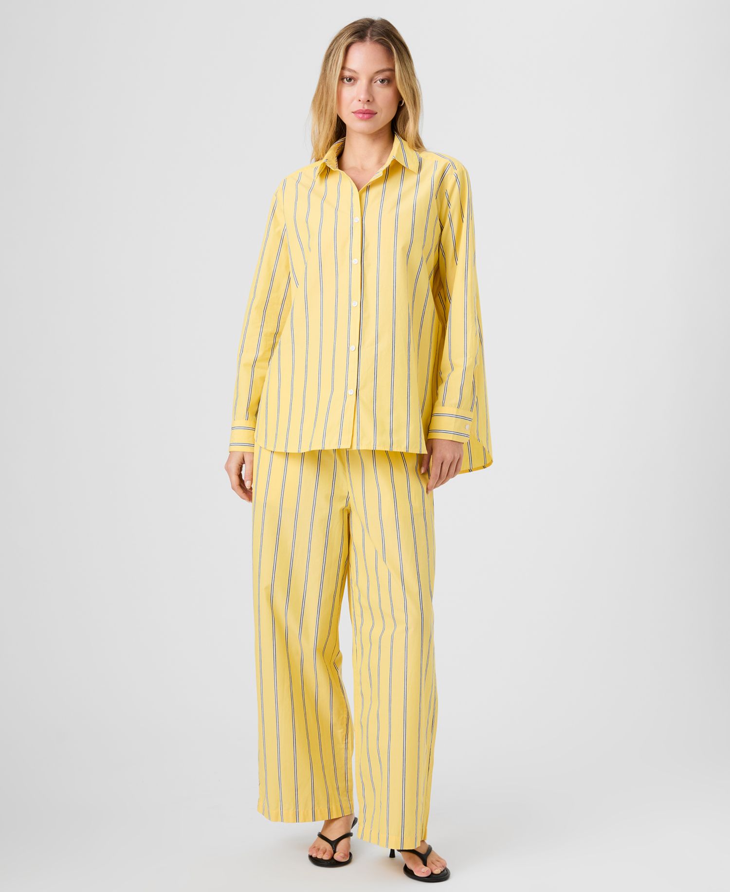 Women's Long-Sleeve Button-Front Stripe Shirt