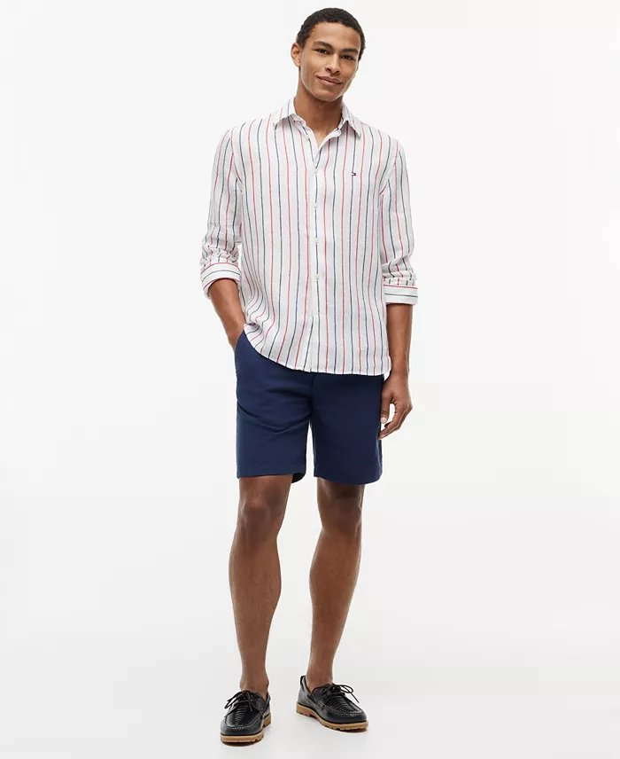 Men's Linen Textured Stripe Shirt - thumbnail 2