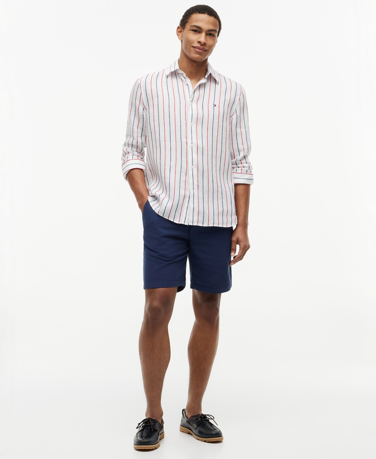Men's Linen Textured Stripe Shirt