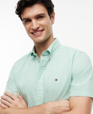 Men's Regular-Fit Flex Poplin Gingham Short-Sleeve Shirt