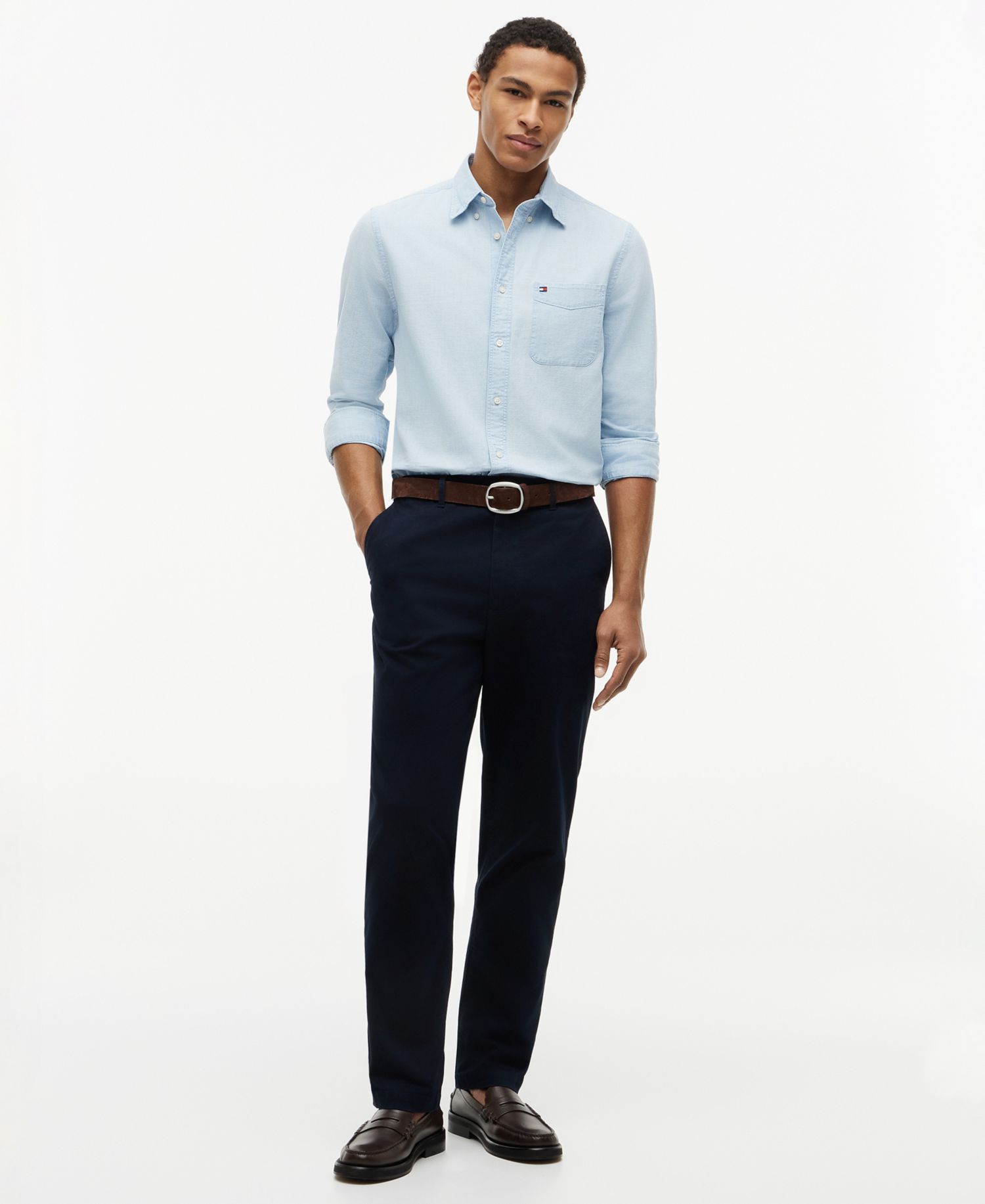 Men's Regular-Fit Chambray Solid Shirt