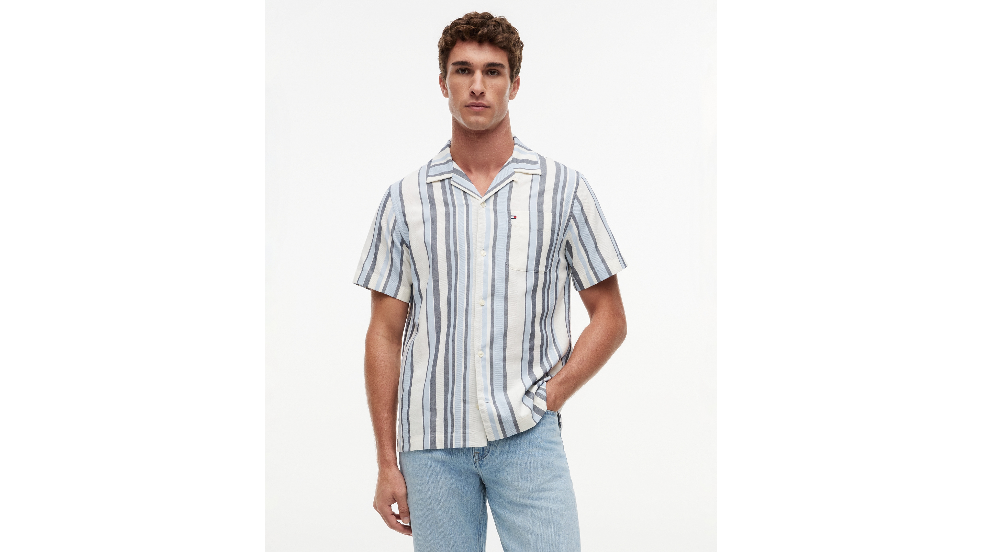 Tommy Hilfiger Men's Structure Multi Stripe Short-Sleeve Shirt