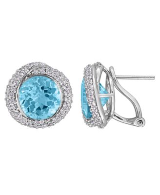 Blue Topaz (6 ct. t.w.) & White Topaz (1-1/6 ct. t.w.) Stud Earrings in Sterling Silver (Also Available in Citrine & Amethyst)
