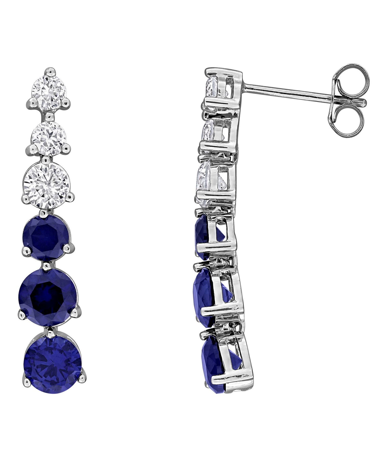 Lab Created Pink Sapphire (7/8 ct. t.w.) & Lab Created White Sapphire (1/2 ct. t.w.) Drop Earrings in Sterling Silver (Also Available in Blue Sapphire)