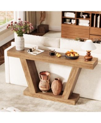 Console Sofa Table, 2-Tier Farmhouse Narrow Behind Couch Sofa, Extra-Long Accent Entryway Table for Hallway, Foyer, Living Room