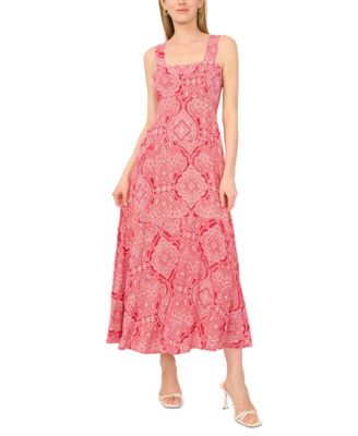 Women's Printed Square Neck Midi Dress
