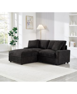 Modular L-Shape Sectional Sofa with Ottoman