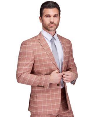 Men's Slim Fit 2-Piece Performance Stretch Plaid Suit