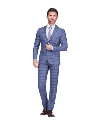Men's Slim Fit 2-Piece Performance Stretch Plaid Suit