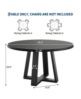 Round Dining Table for 4-6, 47" Circle Dining Room Table with Wooden Cross Pedestal Base, Modern Kitchen Table for Living Room(Table Only