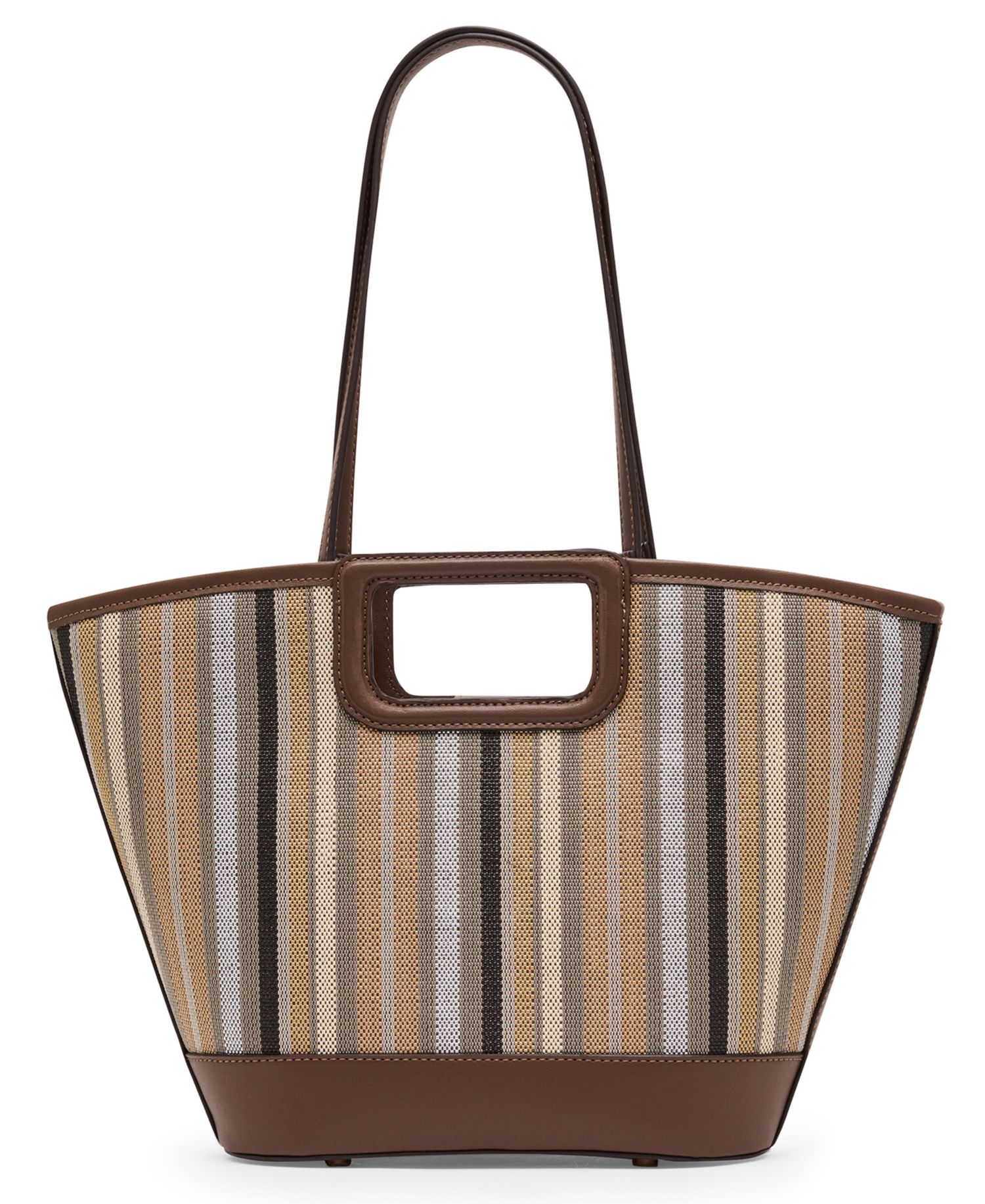 Stripe Cut Out Small Handle Tote Handbag