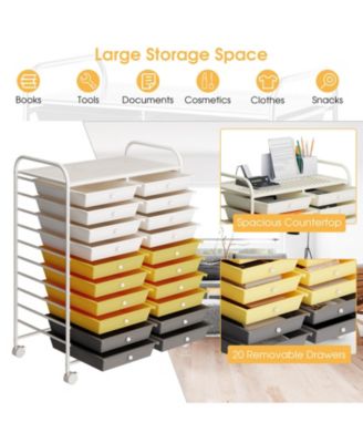 20-Drawer Rolling Storage Organizer Cart with Metal Frame