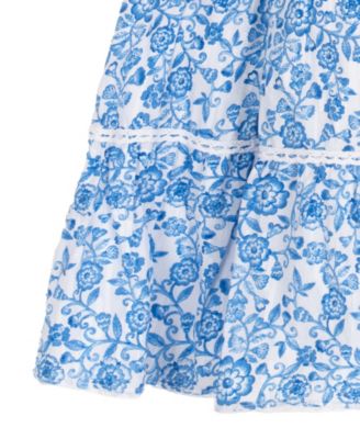 Girls' 4T-6X Printed Woven Smocked Midi Dress