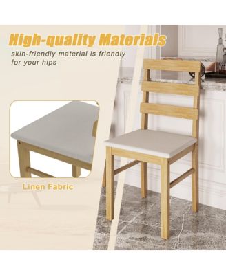 5-Piece Solid Wood Dining Set with Rectangular Table and 4 Back Chairs