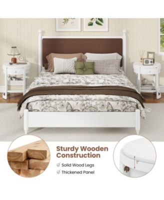 2-Tier Round End Table Mid Century Modern Nightstand