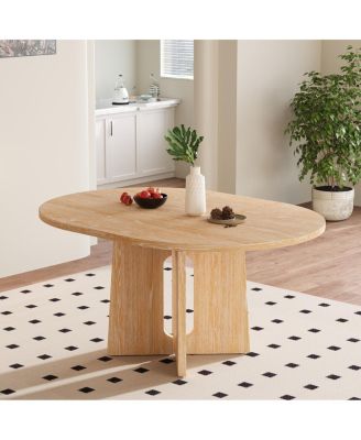 Solid Wood Extendable Round Dining Table with Leaf