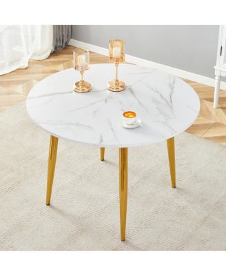 Retractable Pattern MDF Tabletop with Metal Legs