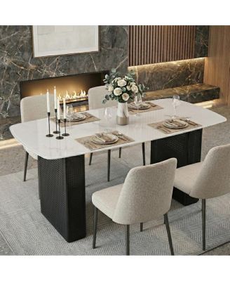 Glass Dining Table, Marble Pattern