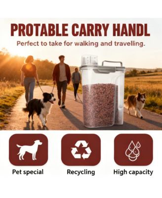 Airtight Pet Food Storage Container with Pour Spout Measuring Cup 4 Seal Buckles BPA Free Durable Plastic