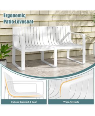 3 PCS Patio Furniture Set w/1 Loveseat and 2 Side Tables All-Weather Bistro Set