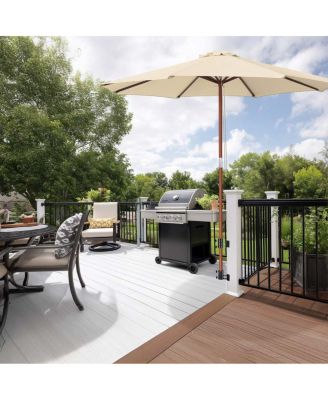 Deck Umbrella Mount Holder Bracket Height Flexible for Patio Railing Balcony Courtyard Poolside Mobile Cart Black Corner