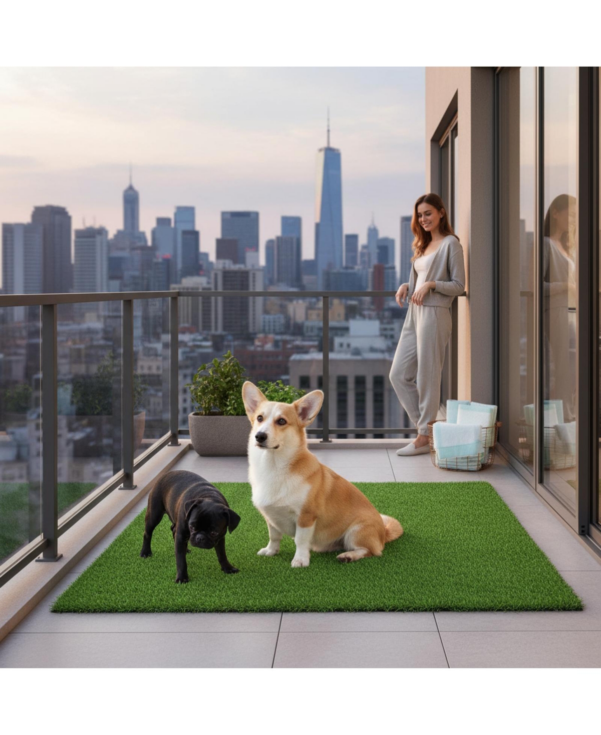 Aronkl Artificial Grass Dog Potty Pad Strong Absorbency Soft Easy Clean Indoor Outdoor