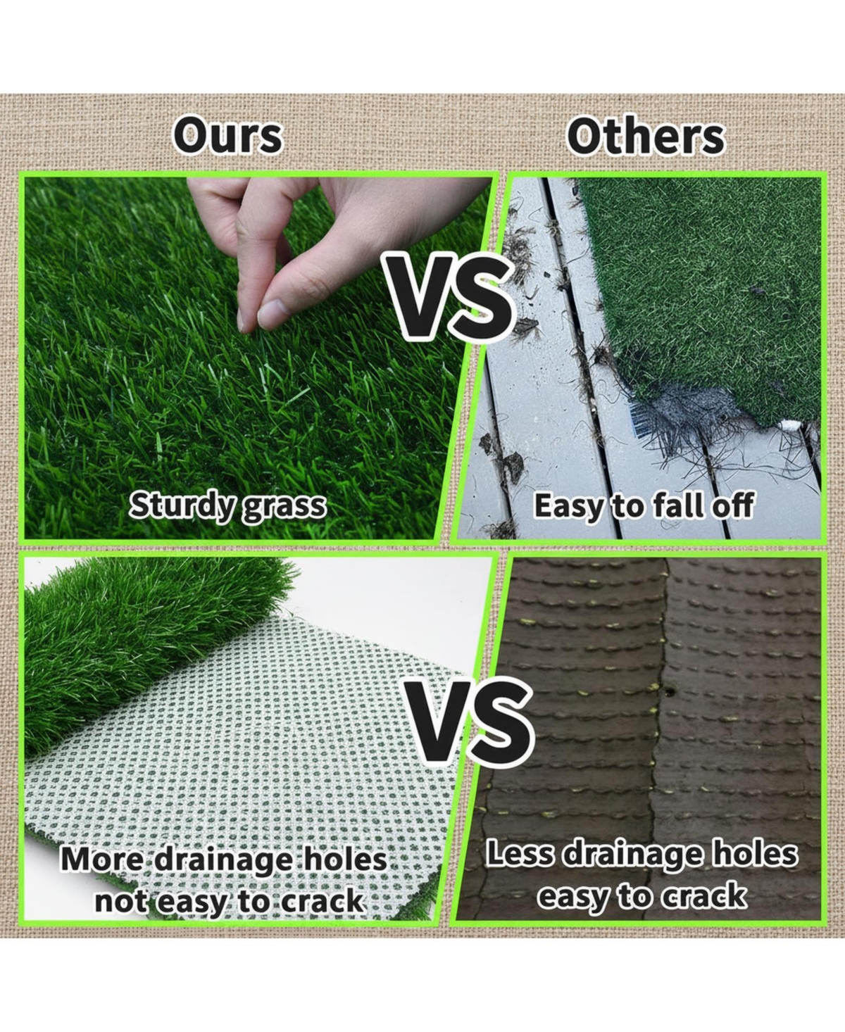 Aronkl Artificial Grass Dog Potty Pad Strong Absorbency Soft Easy Clean Indoor Outdoor