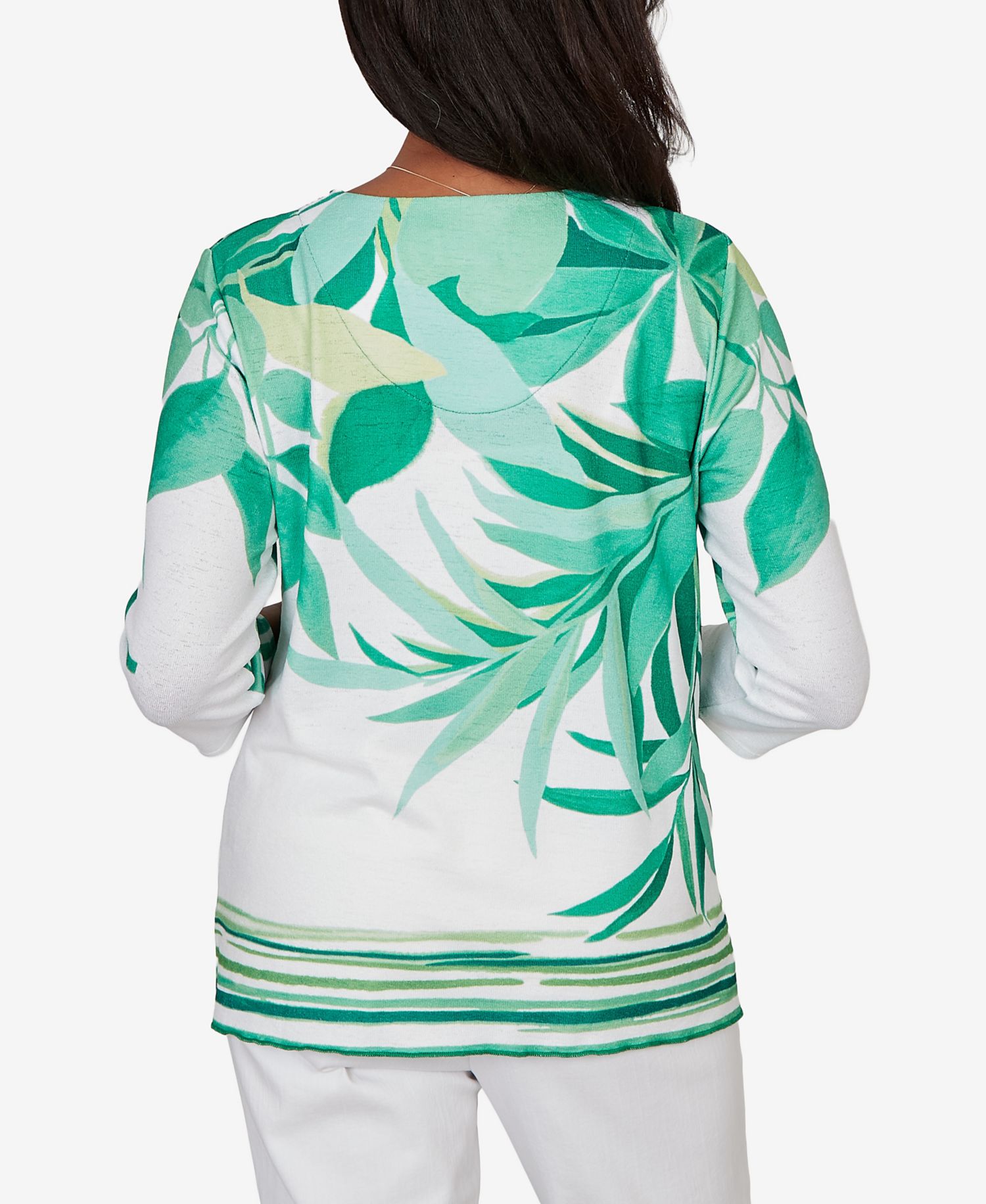Women's Resort Living Artisan Leaf Bordered V-Neck Top