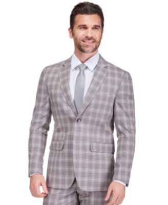 Men's Slim Fit 2 Piece Performance Stretch Plaid Suit