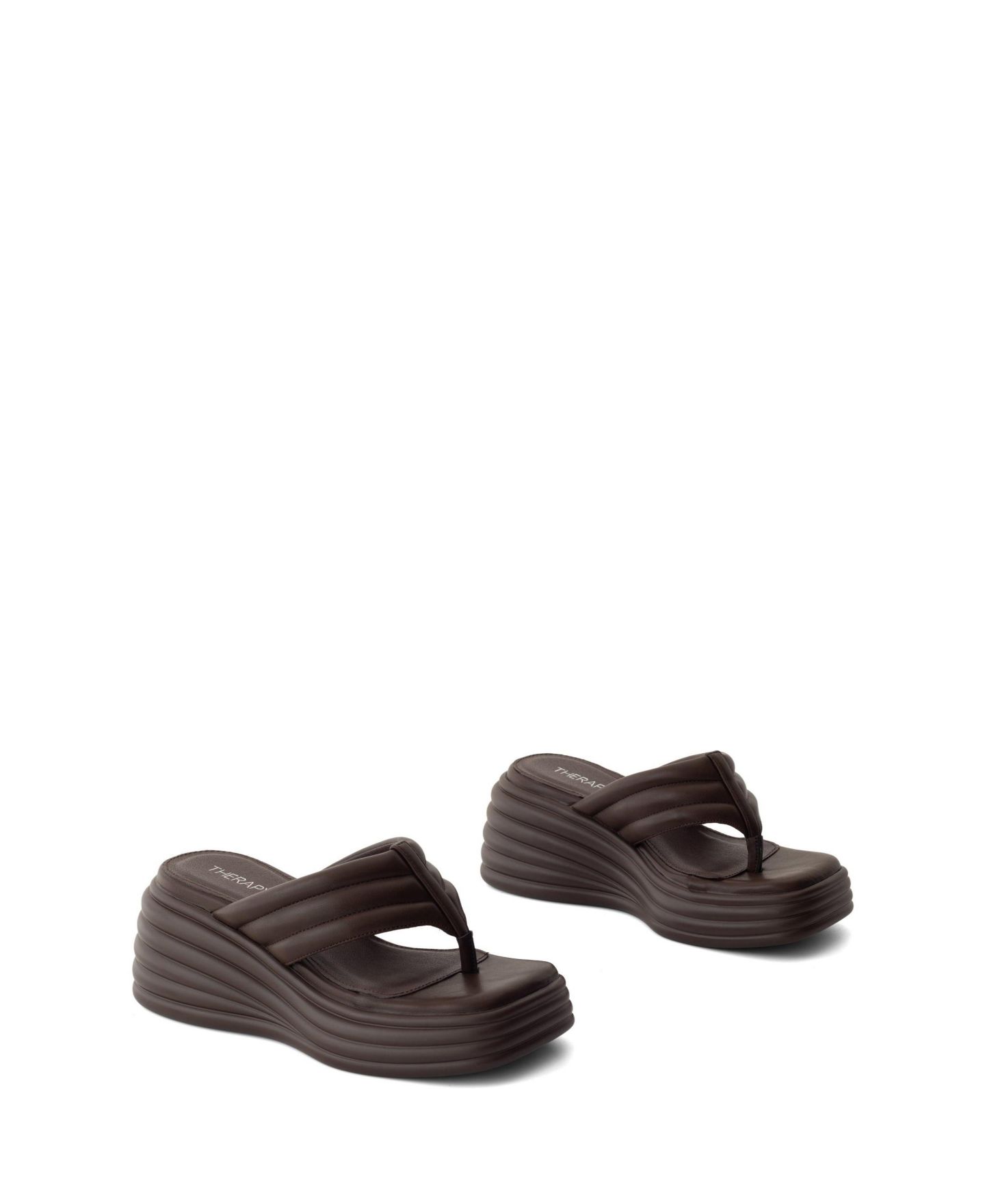 Женские сандалии Therapy Australia Flames Square Toe Wide Wedge, цвет: Шоколадный гладкий — фото 4