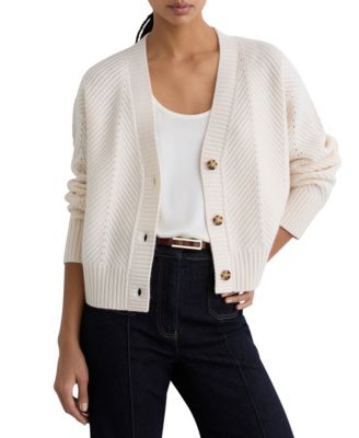 Women's Lottie Wool-Cashmere Chevron-Stitch Cardigan