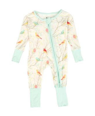 Leveret Baby Matching Family One-Piece Cooling Bamboo Viscose Footed Pajamas - Birds off-white 50$