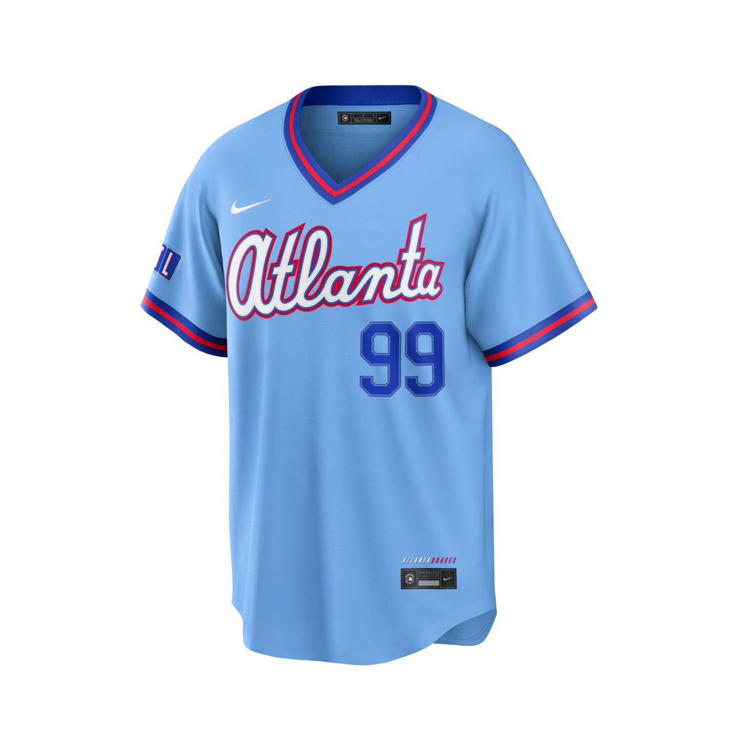 Мужской топ Nike Spencer Strider Powder Blue Atlanta Braves 2026 City Connect Stadium Jersey — фото 2