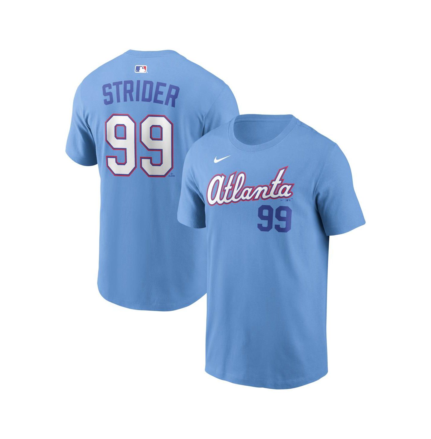 Мужская футболка Nike Spencer Strider Powder Blue Atlanta Braves 2026 City Connect Name & Number — фото 1