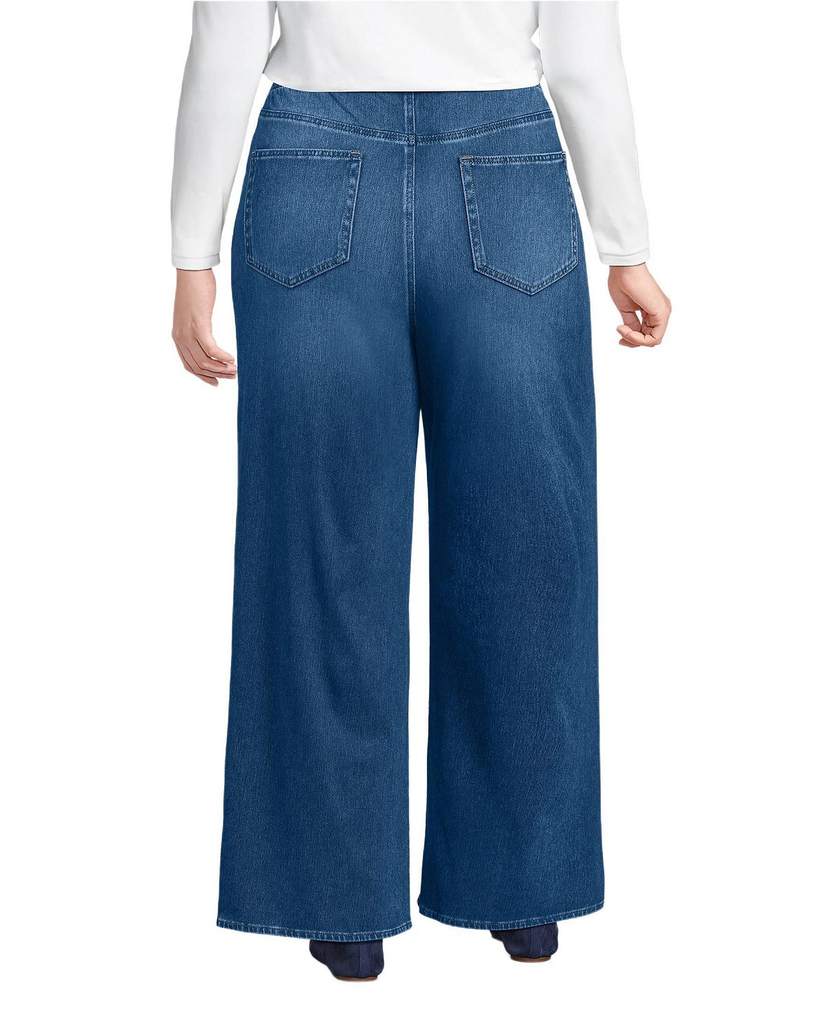 Lands' End Plus Size Starfish Denim High Rise Wide Leg Jeans view 2 — MAYCSS fashion products