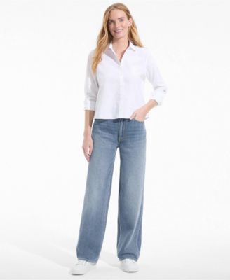 Women's Rigid Denim Mid Rise Baggy Jeans