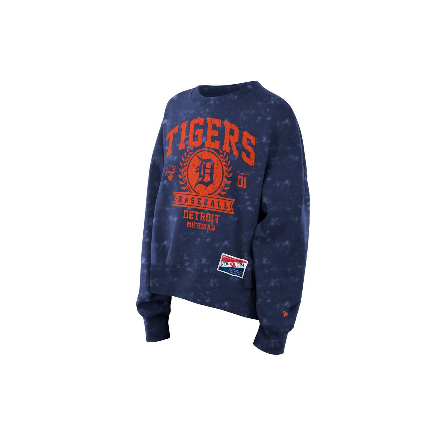 Women's Navy Detroit Tigers Throwback Oversized Boxy Sweatshirt