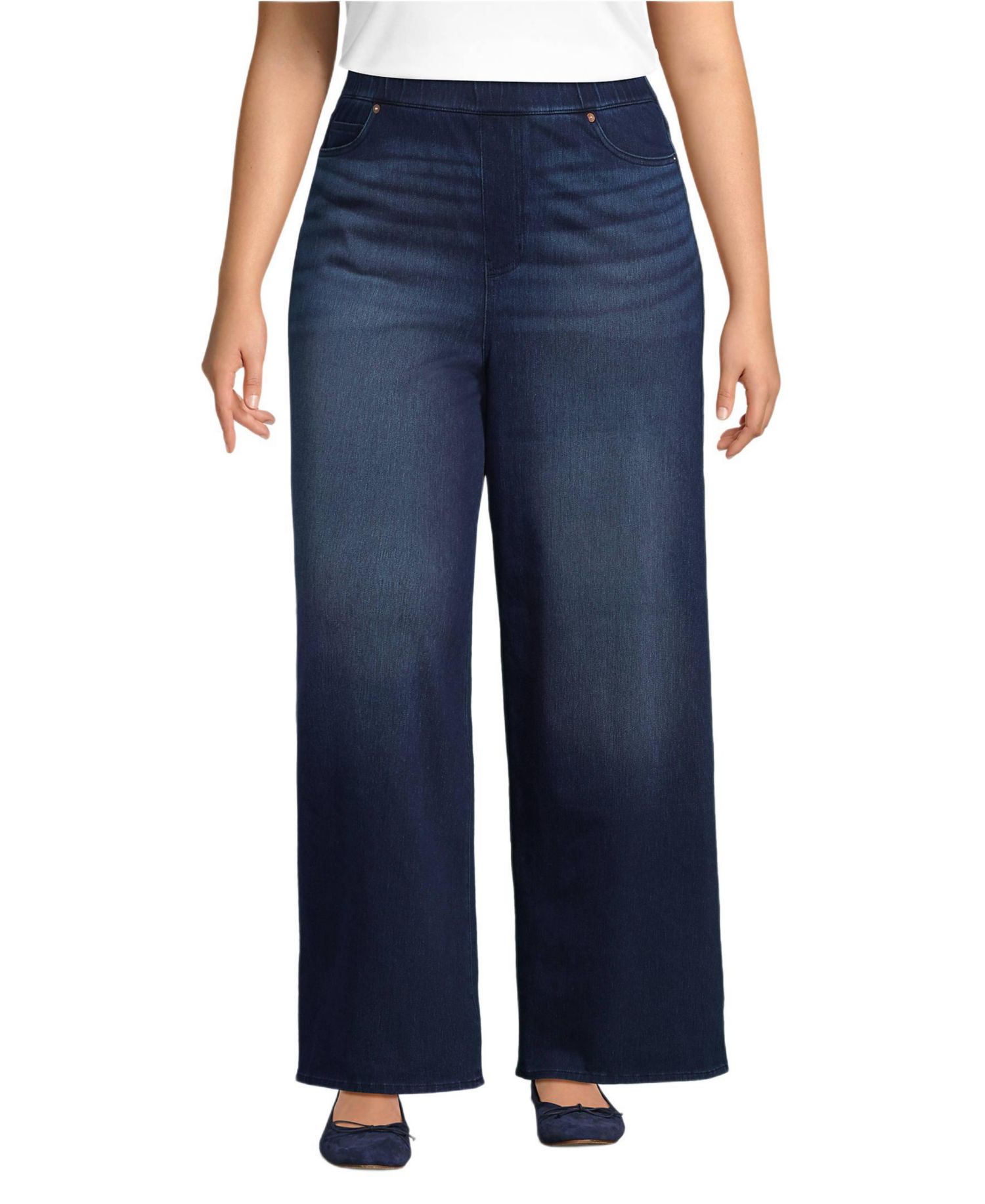 Plus Size Starfish Denim High Rise Wide Leg Jeans