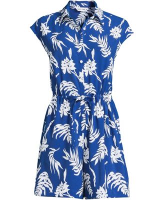 Women's Cap Sleeve Creaseless Button-Down Romper