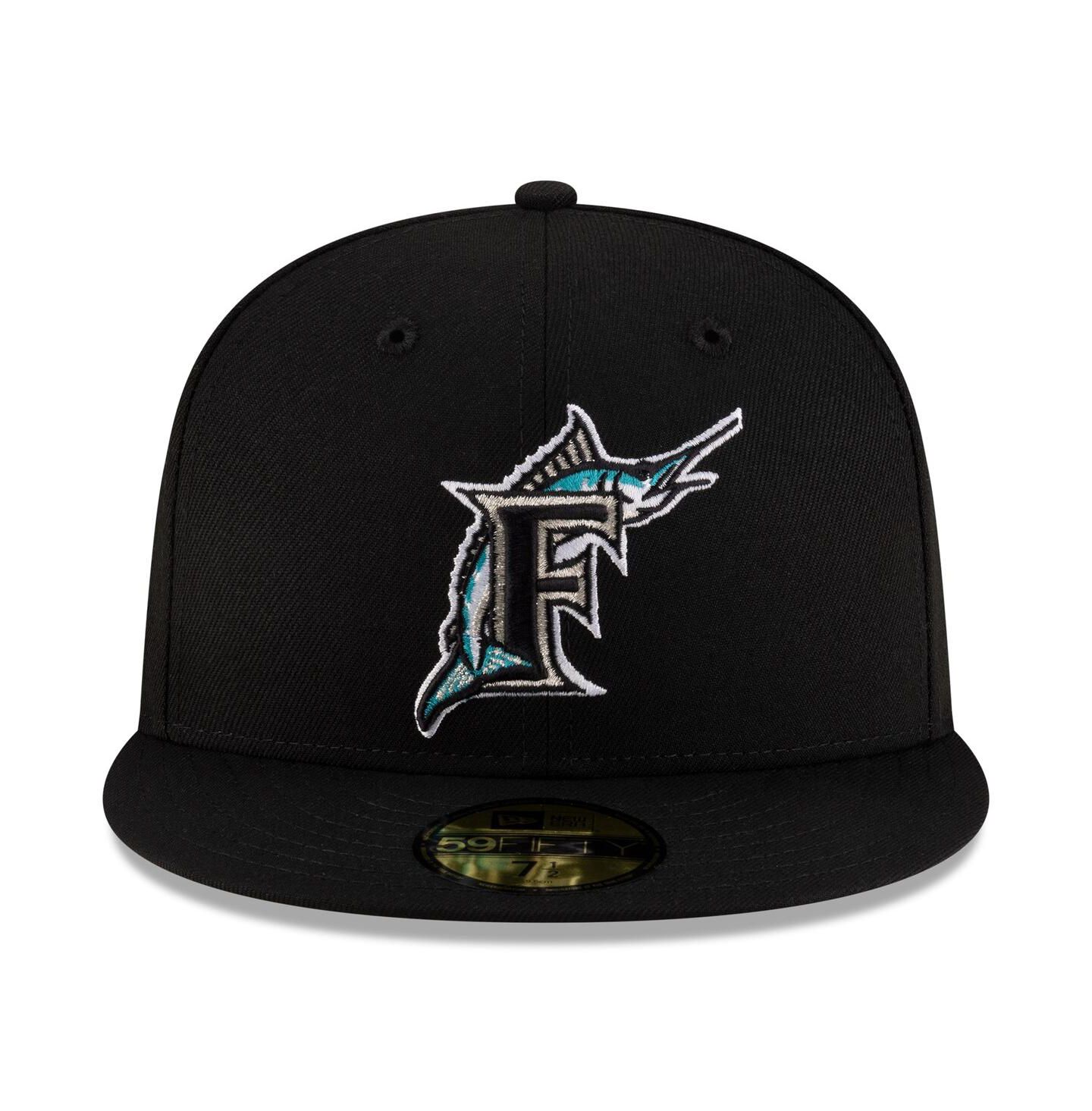 Мужская кепка New Era Black Florida Marlins On-Field Authentic Collection 59FIFTY Fitted Hat — фото 2